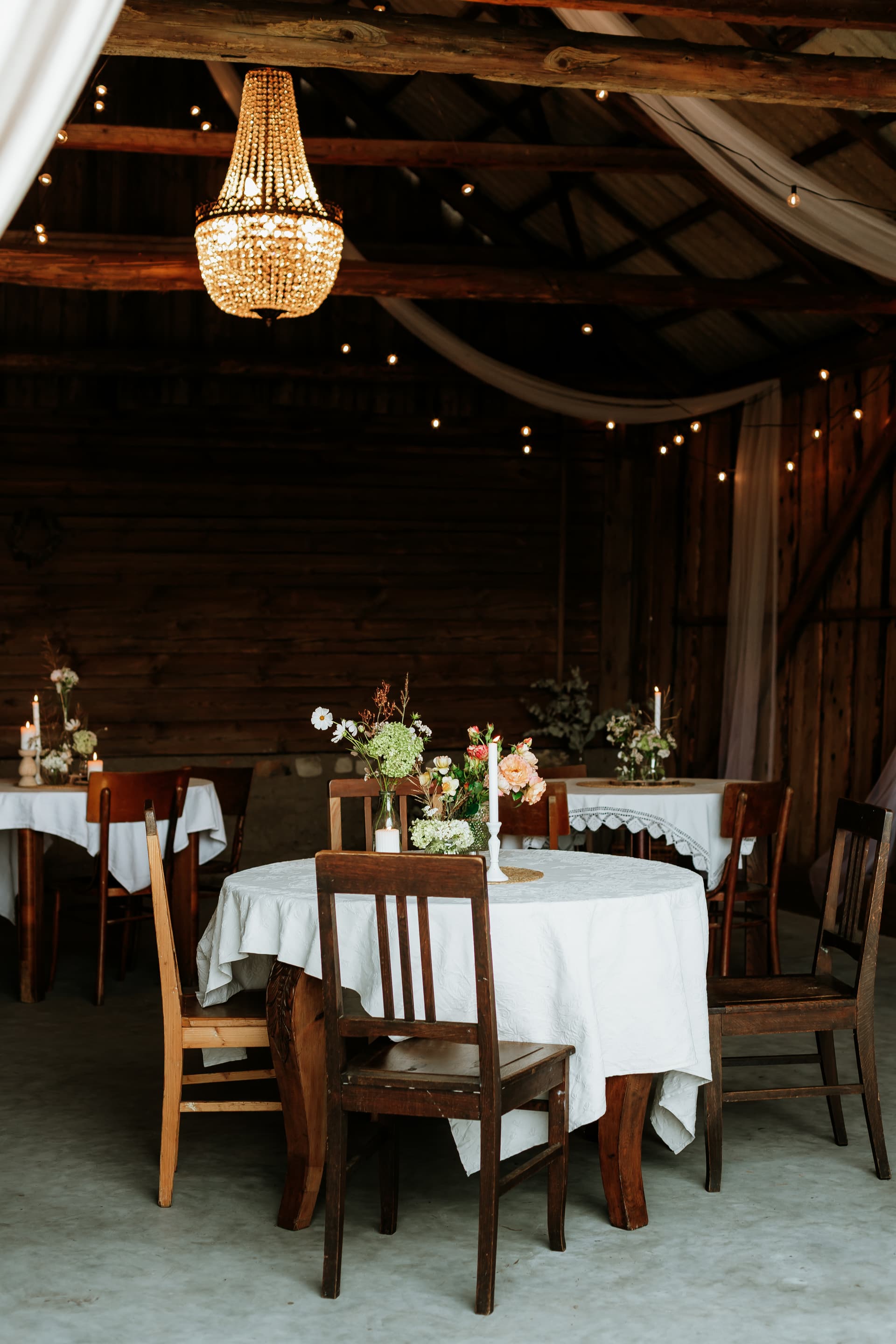 Elegant chandelier event space