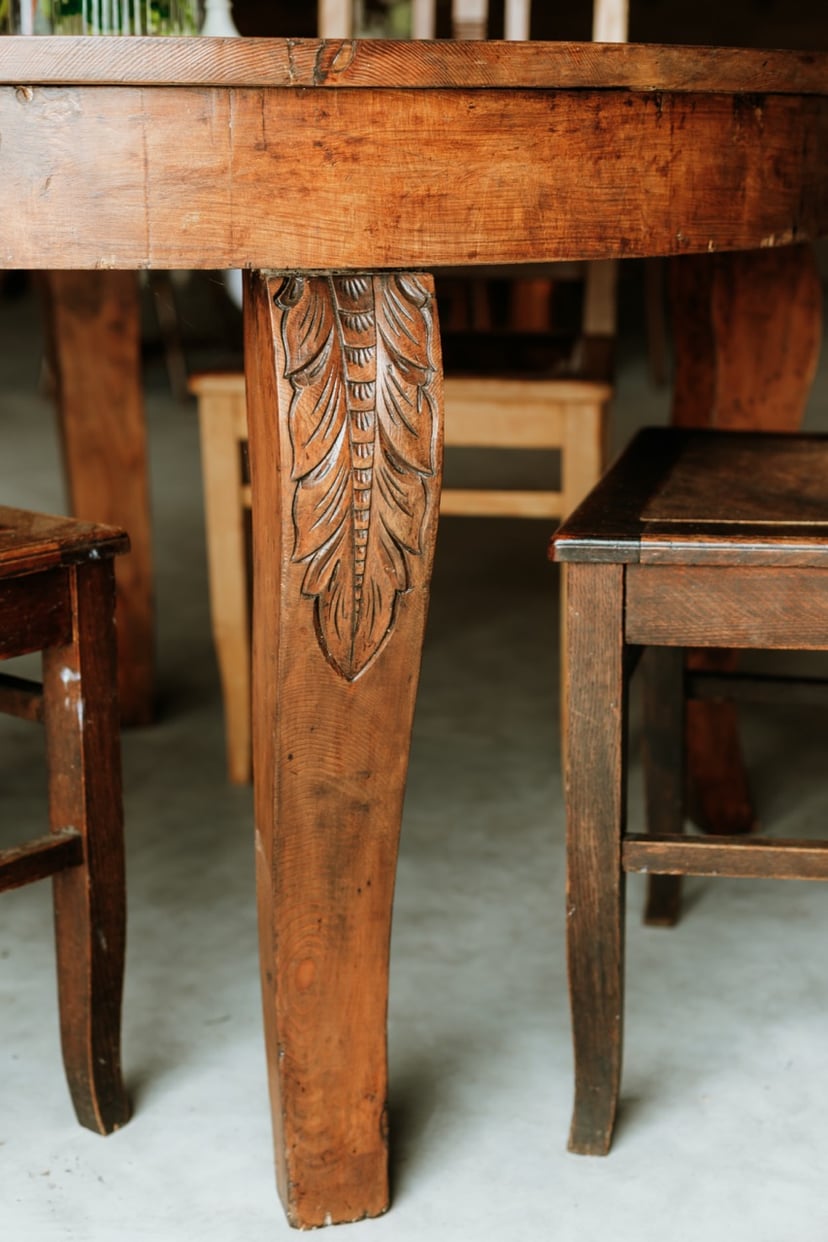 Table leg detail before restoration